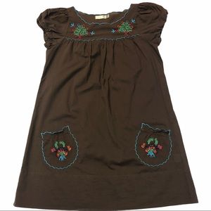 Sophie and Kate Brown with Floral Embroidery Dress